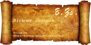 Birkner Zsinett névjegykártya